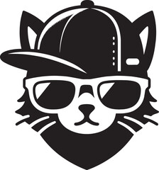 Cool cat Silhouette isolated on a white background Minimalist cat vector shape