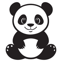 Panda Bear Silhouette Logo Design Vector Template Funny Lazy Logo Panda Animal