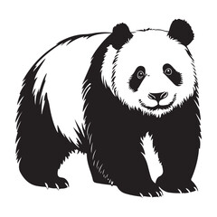 Panda Bear Silhouette Logo Design Vector Template Funny Lazy Logo Panda Animal