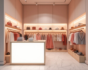 an empty billboard in a women's clothing store ,