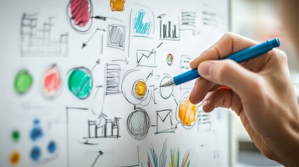 A detailed diagram showing the steps of a business continuity plan on a whiteboard