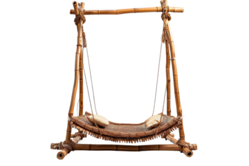 Detailed Cane Jhula Isolated on Transparent Background Perfect for Home Decor Photography and Professional Stock Design Uses