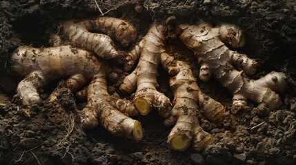 Freshly Harvested Ginger Roots