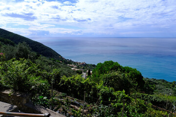 Obraz premium Panorama su Framura in provincia di La Spezia, Liguria, Italia.
