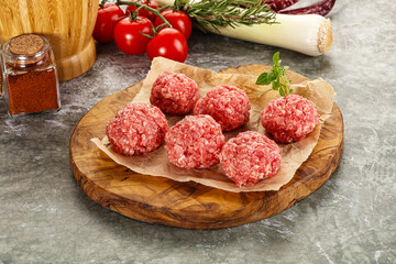 Raw beef meatball minced meat