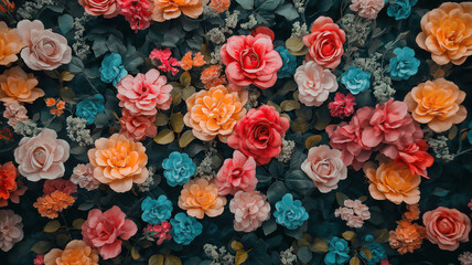 Artificial Flower Wall in Vintage Design for Elegant Background