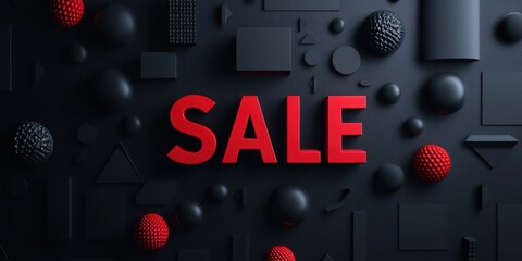 SALE text central to geometric dark abstract design.