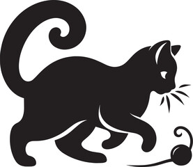 Cool cat Silhouette isolated on a white background Minimalist cat vector shape