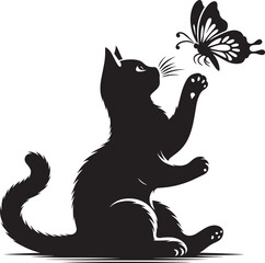 Cool cat Silhouette isolated on a white background Minimalist cat vector shape