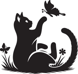 Cool cat Silhouette isolated on a white background Minimalist cat vector shape