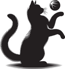 Cool cat Silhouette isolated on a white background Minimalist cat vector shape