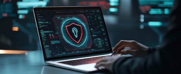 The Security Shield on Laptop