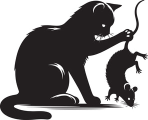 Cool cat Silhouette isolated on a white background Minimalist cat vector shape