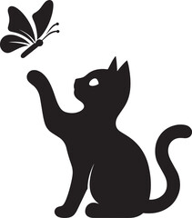 Cool cat Silhouette isolated on a white background Minimalist cat vector shape