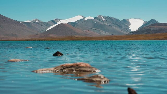 Lake in the mountain valley Brskoon in Kyrgyzstan
