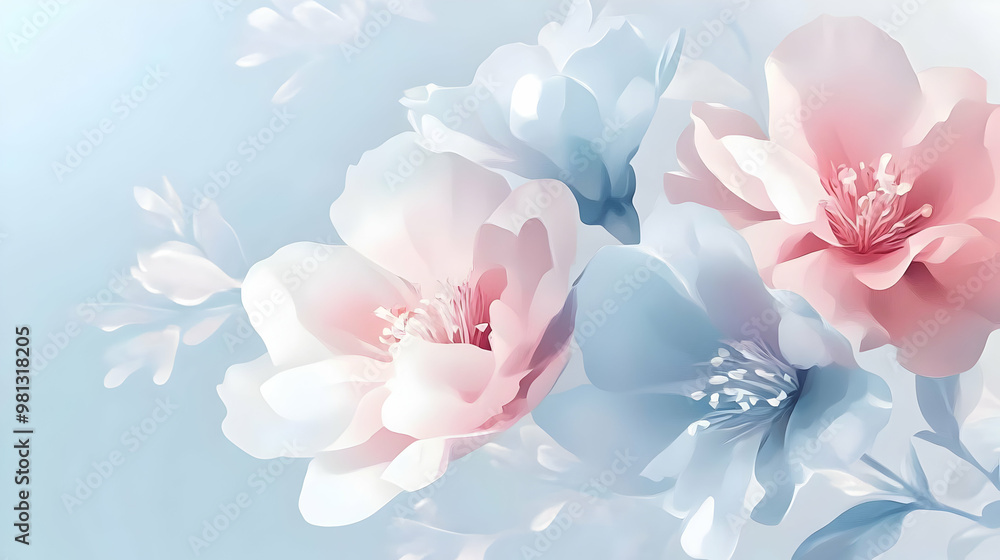 Canvas Prints Delicate Blooms: Soft Pastel Flowers in Full Bloom