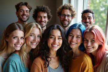 Fototapeta premium group of diversity people happy and smile, generative AI