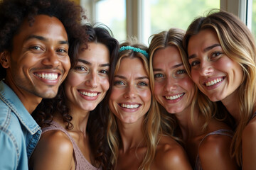 Fototapeta premium group of diversity people happy and smile, generative AI