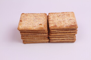crackers on white background