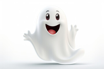 Obraz premium Friendly ghost on white background. Generative Ai