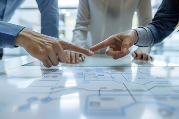 Teamwork Discussion Hands Pointing at Flowchart