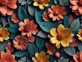 3d background with flowers,3d abstract floral background