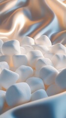 Fototapeta premium Close-up of soft marshmallows on satin