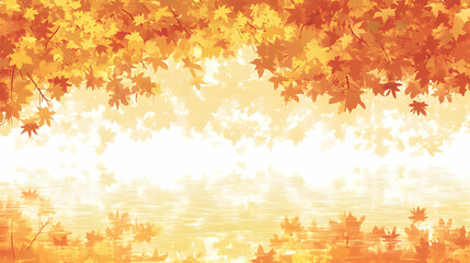 Autumn Leaves Over Water Reflection - Beautiful Fall Colors