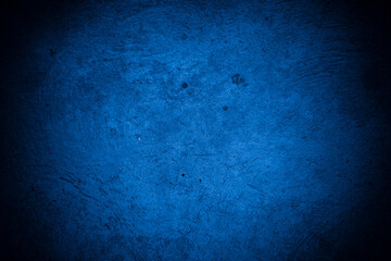 Old wall pattern texture cement blue dark abstract  blue color design are light with black gradient background.