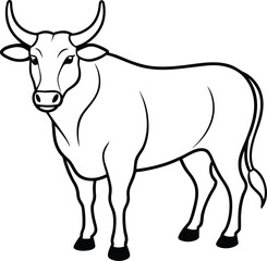 Minimalist cow logo icon line art vector illustration ideal for modern graphic use