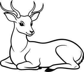 Majestic deer logo icon line art vector illustration with an elegant and refined look