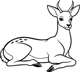 Artistic deer logo icon line art vector illustration featuring a graceful emblem design
