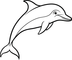 Intelligent dolphin logo icon line art vector illustration for marine life projects