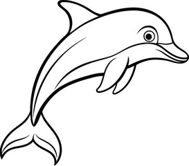 Modern dolphin logo icon line art vector illustration with a sleek design