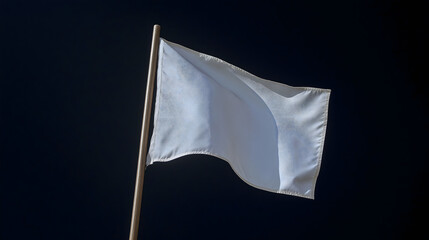 simple unmarked plain white flag waving slightly