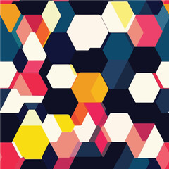 Geometric vector seamless pattern with repeating hexagons and triangles