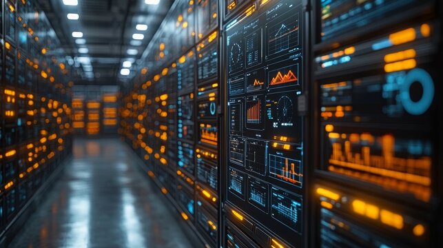 Advanced data systems predict and prevent issues in a high-tech server room environment