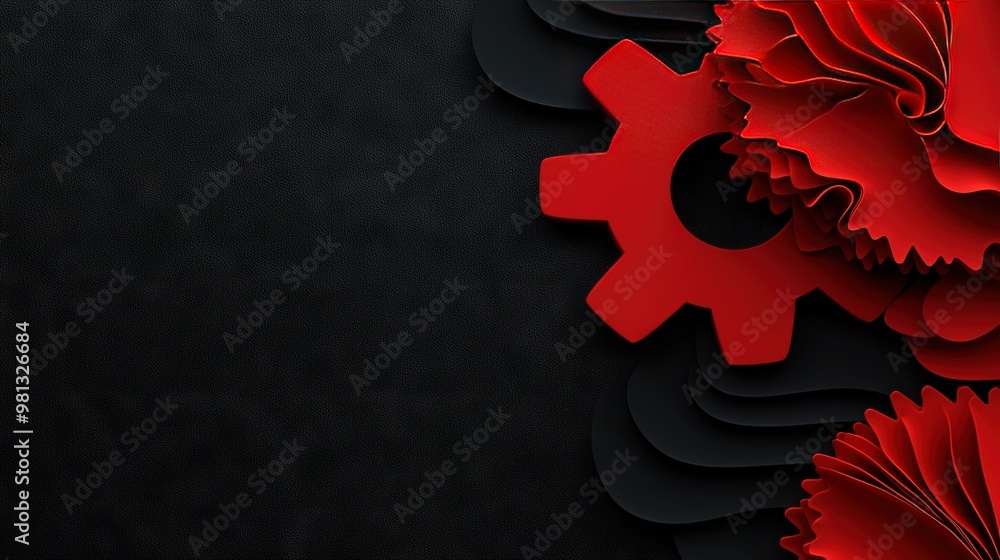 Poster a black and red background with a red flower on the left side of the image and a red flower on the r