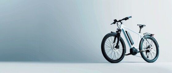 Fototapeta premium A white bicycle with a black seat and a black handlebar