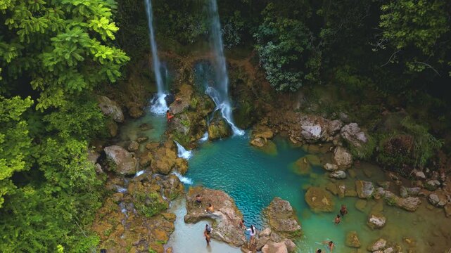 Aerial view of the Gorgos de Anna in Anna, Valencia, Spain