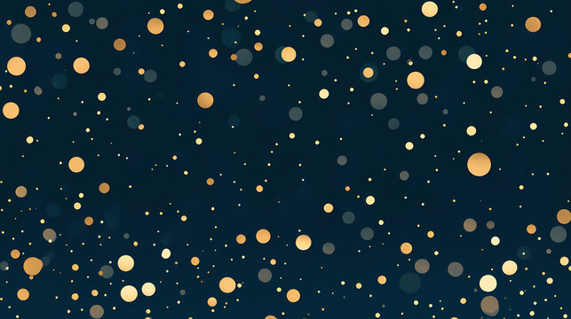 A captivating dark blue backdrop adorned with a playful scattering of shimmering gold polka dots. Polka Dots. Illustration