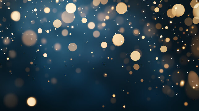 A captivating dark blue backdrop adorned with a playful scattering of shimmering gold polka dots. Polka Dots. Illustration