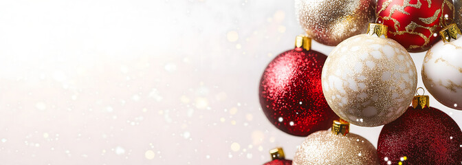 beautiful Christmas balls banner with text space

