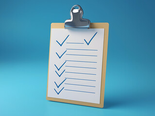 checklist on clipboard paper 3D render illustration