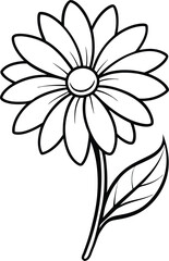 Delicate daisy flower logo icon line art vector illustration for botanical and nature art