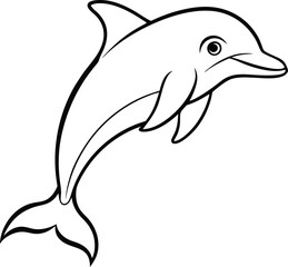 Artistic dolphin logo icon line art vector illustration with a clean outline