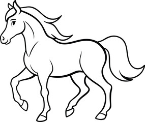 Horse logo icon line art vector illustration of a creative pony symbol in modern graphic style