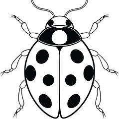 Ladybug logo icon line art vector illustration showcasing a black spotted insect perfect for branding projects
