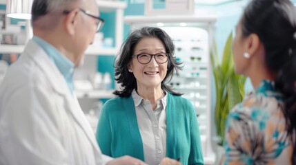 Obraz premium The Smiling Elderly Woman Interaction