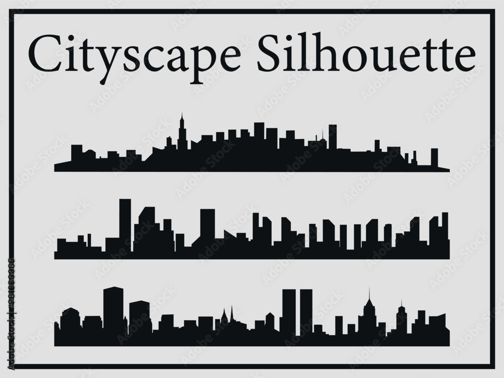 Wall mural set of city skyline. vector on a gray background